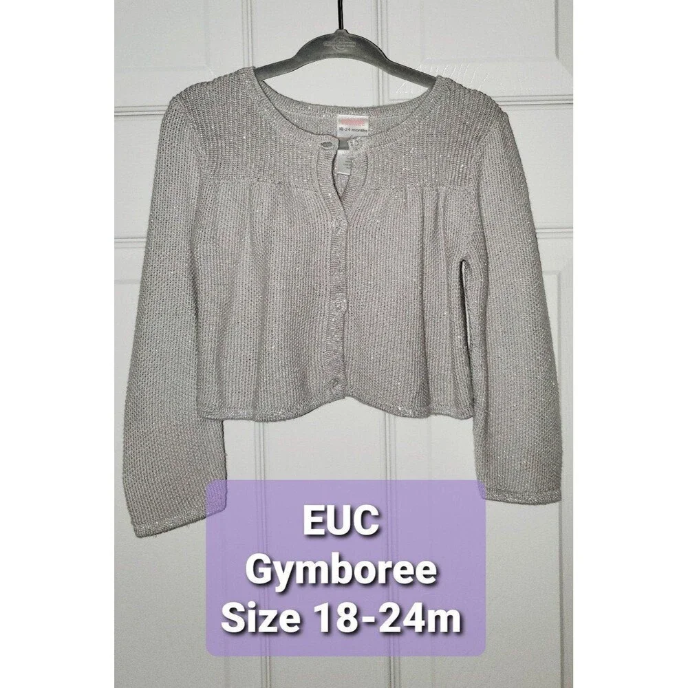 Gymboree Silver Metallic Sparkly Cardigan Size 18-24m Holiday Sweater